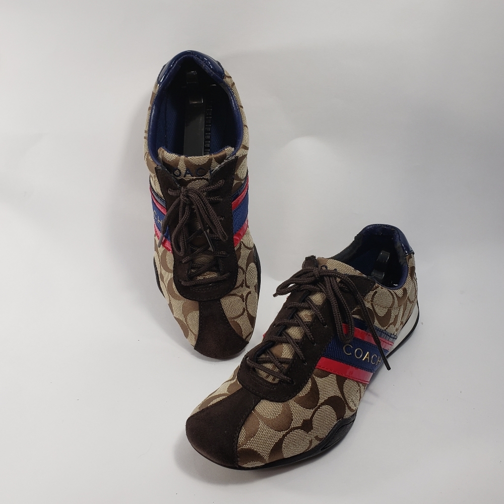 Coach "Jayme" Sneakers Khaki/Navy/Magenta sz 7